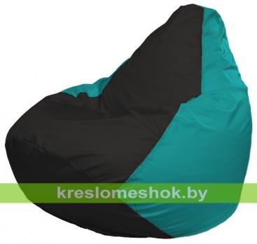 Кресло-мешок Груша Макси Г2.1-393 (основа бирюзовая, вставка чёрная)