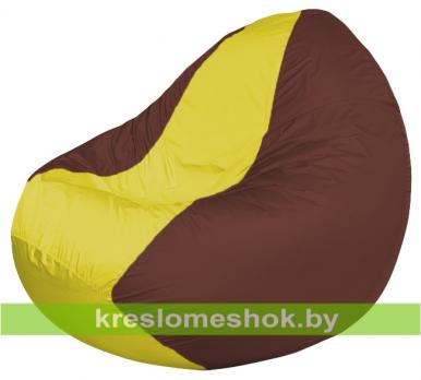 Кресло мешок Classic К2.1-65 (основа коричневая, вставка жёлтая)