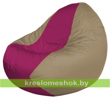 Кресло мешок Classic К2.1-75 (основа бежевая тёмная, вставка фуксия)
