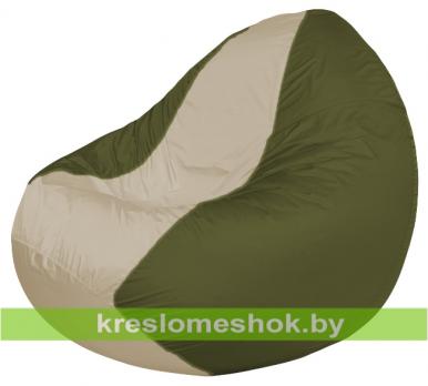 Кресло мешок Classic К2.1-111 (основа оливковая тёмная, вставка бежевая)