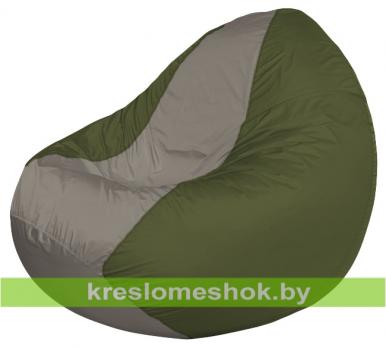 Кресло мешок Classic К2.1-121 (основа оливковая тёмная, вставка серая)