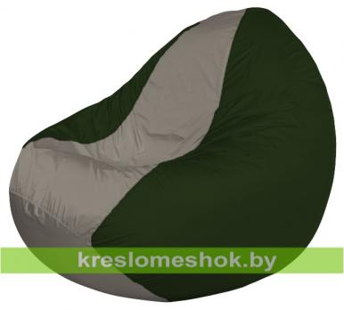 Кресло мешок Classic К2.1-127 (основа зелёная тёмная, вставка серая)