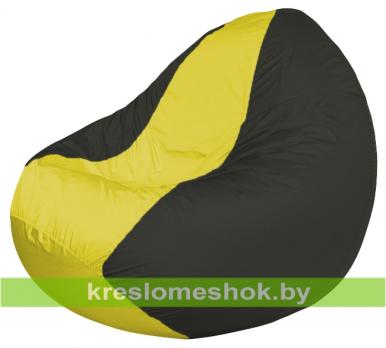 Кресло мешок Classic К2.1-128 (основа чёрная, вставка жёлтая)
