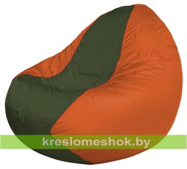 Кресло мешок Classic К2.1-163 (основа оранжевая, вставка оливковая тёмная)