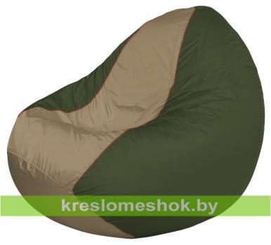 Кресло мешок Classic К2.1-217 (основа оливковая тёмная, вставка бежевая тёмная)