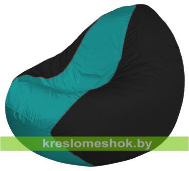 Кресло мешок Classic К2.1-242 (основа чёрная, вставка бирюзовая)