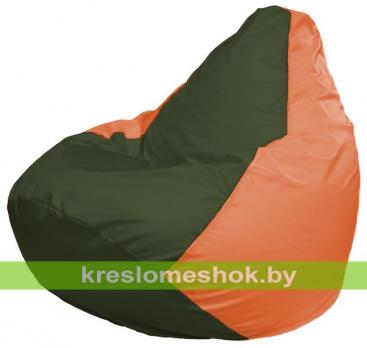 Кресло-мешок Груша Макси Г2.1-56 (основа оранжевая, вставка оливковая тёмная)